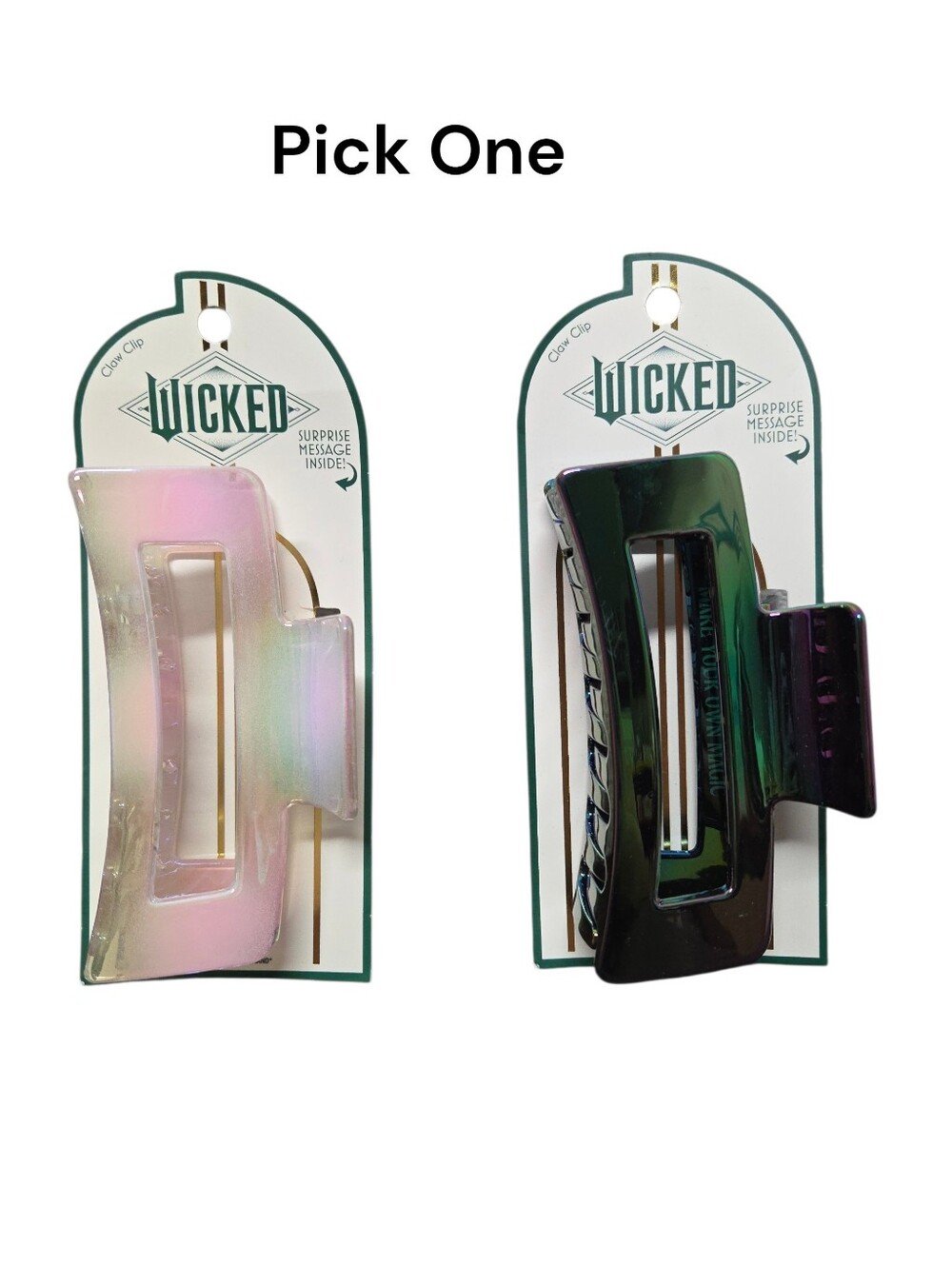 Scunci Wicked Iridescent Hair Claw Clip In Pink or Green Nwt Qty 1